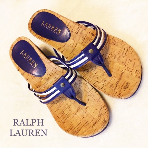 RALPH LAUREN RAVEN LEATHER CORK WEDGE - Picture 3 of 8